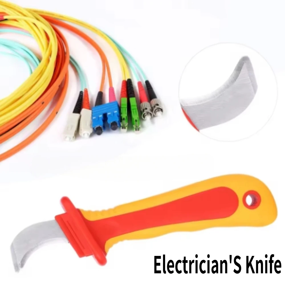 Electrician Knife Insulated Cable Stripping Snips Straight Curved Hook Fixed Blade Wire Stripper Peeling Hand Tool
