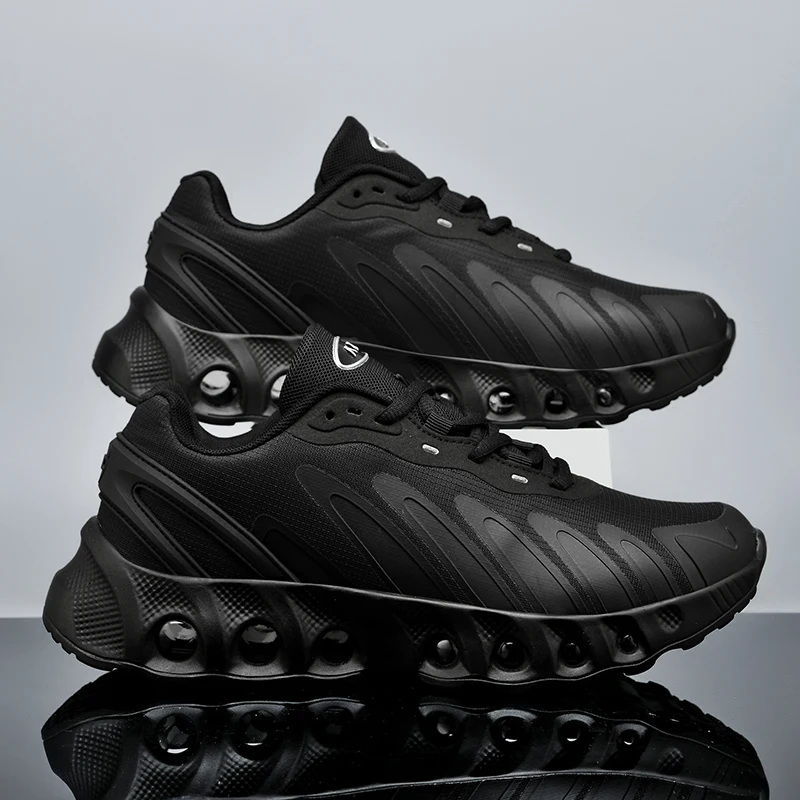 New Men's Sneakers PU Air Cushion Anti-Slip Shock Absorber Running Shoes Outdoor Lightweight and Breathable Mesh Running Shoes