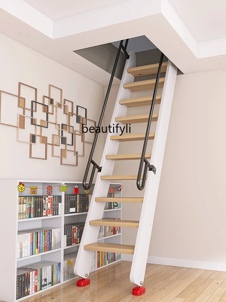 

Indoor Solid Wood Ladder Household Stairs of Attic One-Word Climbing Widen and Thicken Hammock Ladder