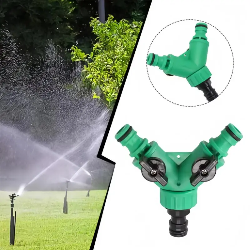 2 Way Garden Water Pipe Connectors Pipe Adapter Y Shape Hose Splitter Valve Three Way Plastic Valve With Switch