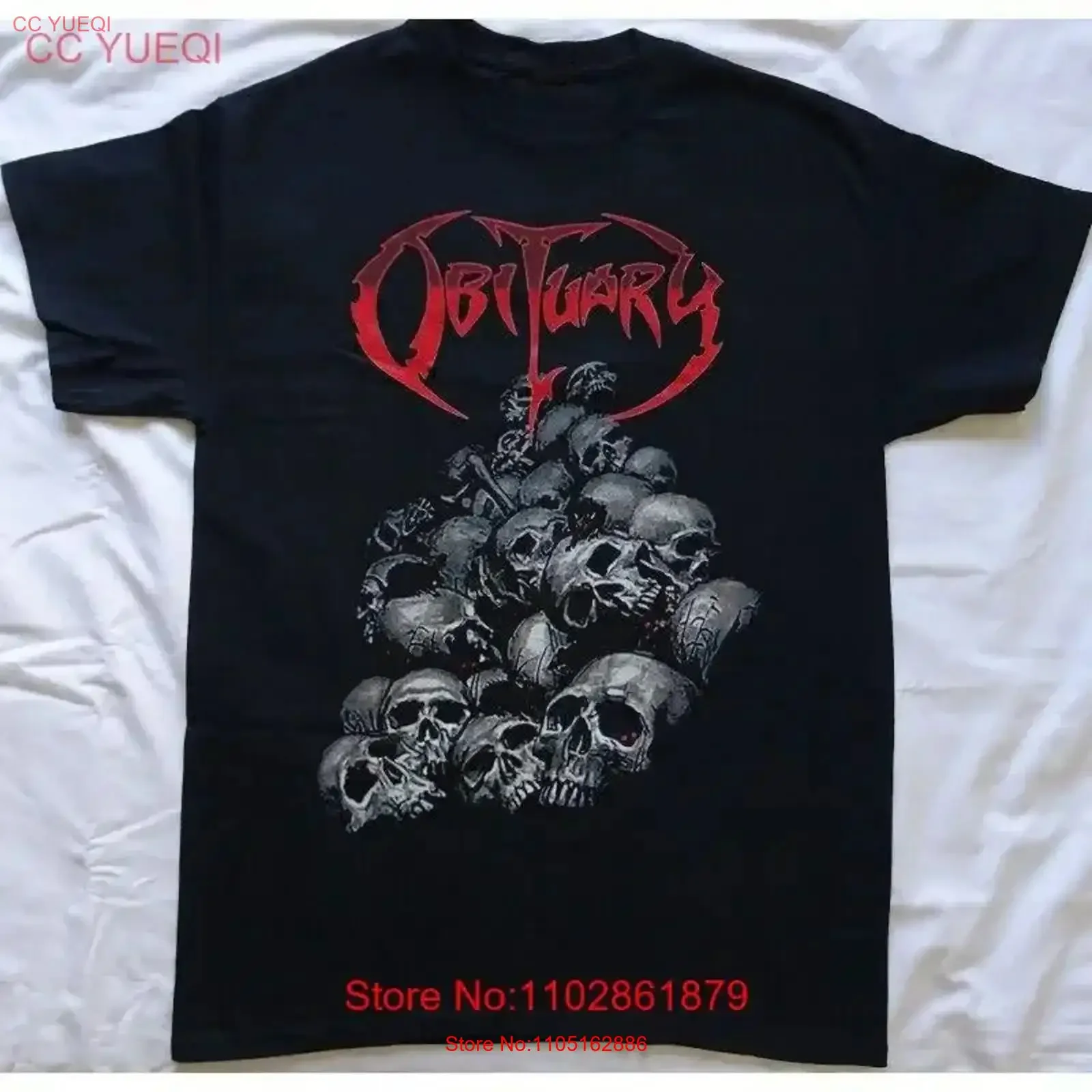 Vintage Obituary Pile of Skulls Chopped In Half T Shirt Black S 4XL Washed Stylish streetwear Stretched graphic vintage Washed