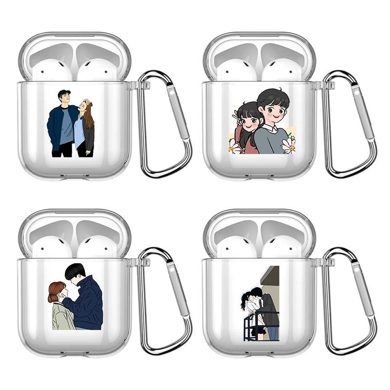 Cartoon Funny Boy Girl Couple Silicone Case For Apple Airpods 1 or 2 Cover For AirPods 3 Pro Pro2 Transparent Earphone Protector