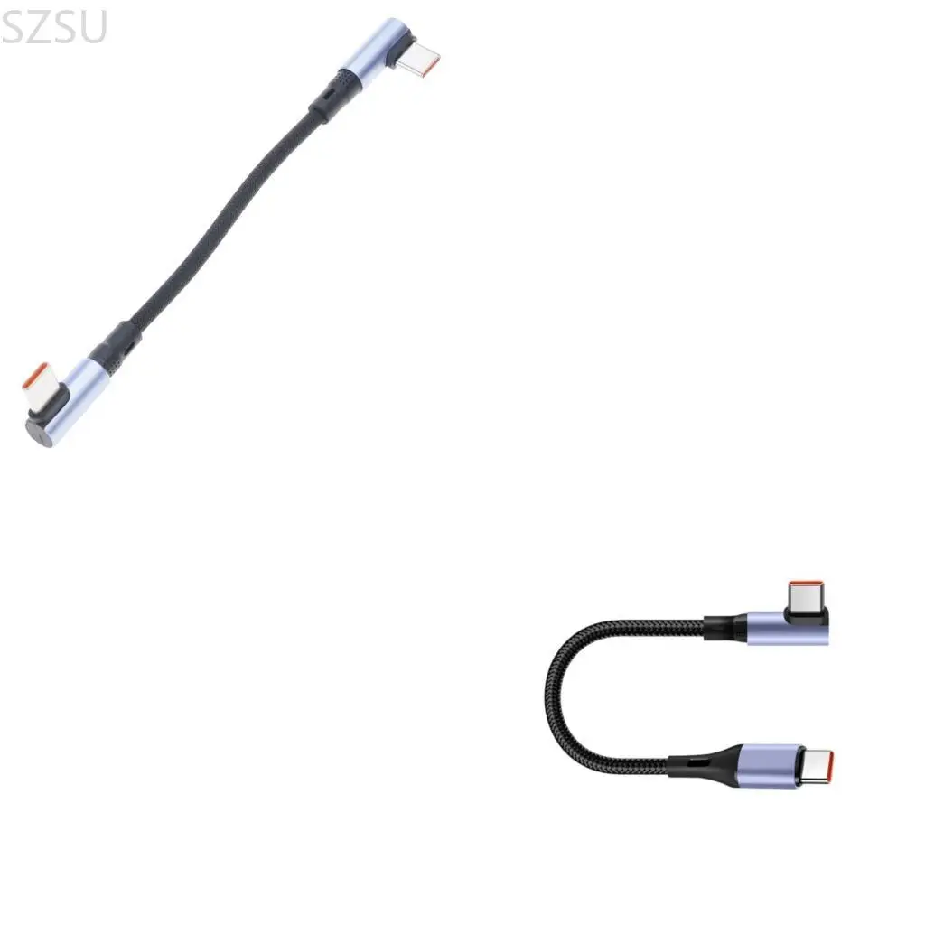 

SZSU с изогнутым на 90 градусов наконечником от типа C до типа C, кабель для быстрой зарядки, короткий портативный шнур для для