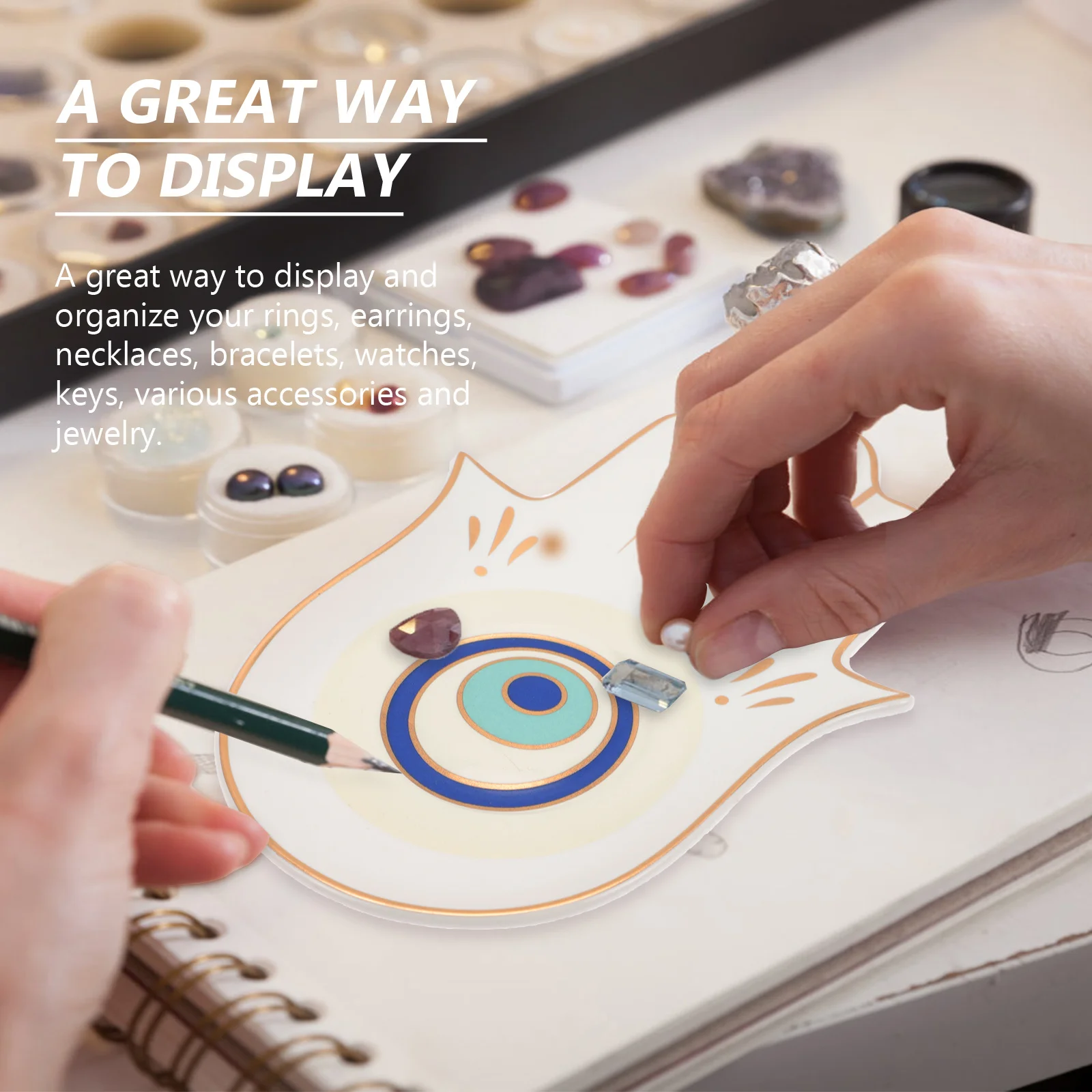 

Buddhas Hand Shape Ceramic Jewelry Tray Unique Jewelry Organizer Plate Display Tray Desktop Decor Storage Holder