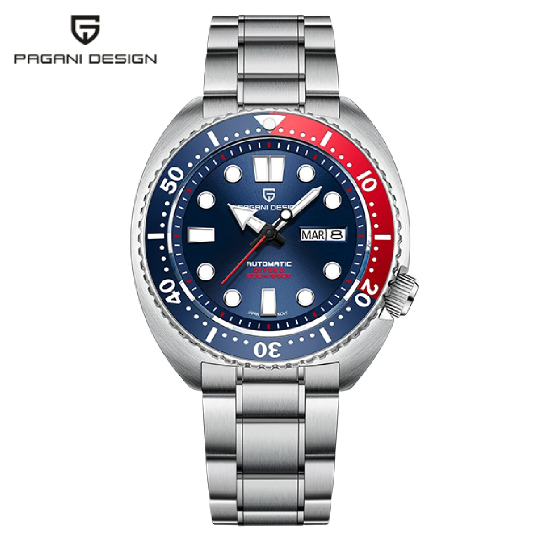 PAGANI تصميم الرجال ساعة أوتوماتيكية السيراميك الحافة 200 متر مقاوم للماء ساعة اليد الميكانيكية الفولاذ المقاوم للصدأ NH35 التونة الرجال الغوص ساعة