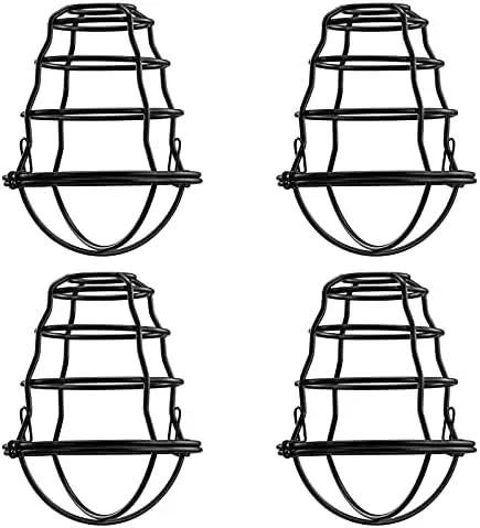 

4-Pack Industrial Light Cage Shades – Vintage Metal Pendant & Wall Lamp Replacement Covers, Edison Bulb Guards