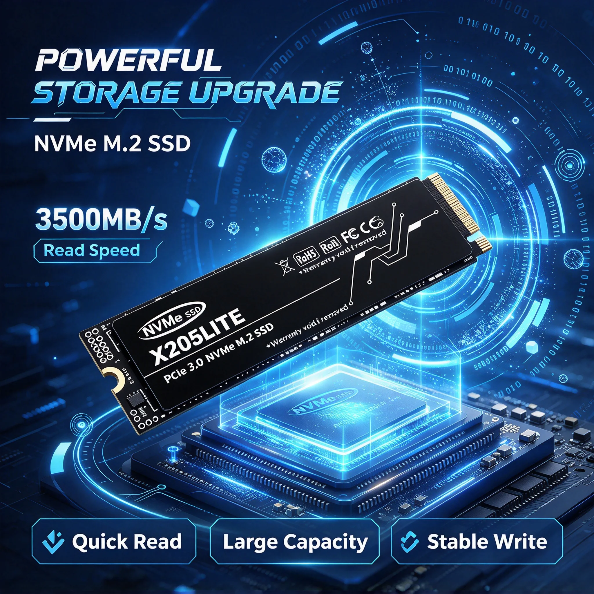 X205LITE M.2 NVMe Inside SSD, 500GB/4TB/1TB/2TB, High Performance Storage, Laptop, Desktop, Gaming, PC. Vanta Pro.