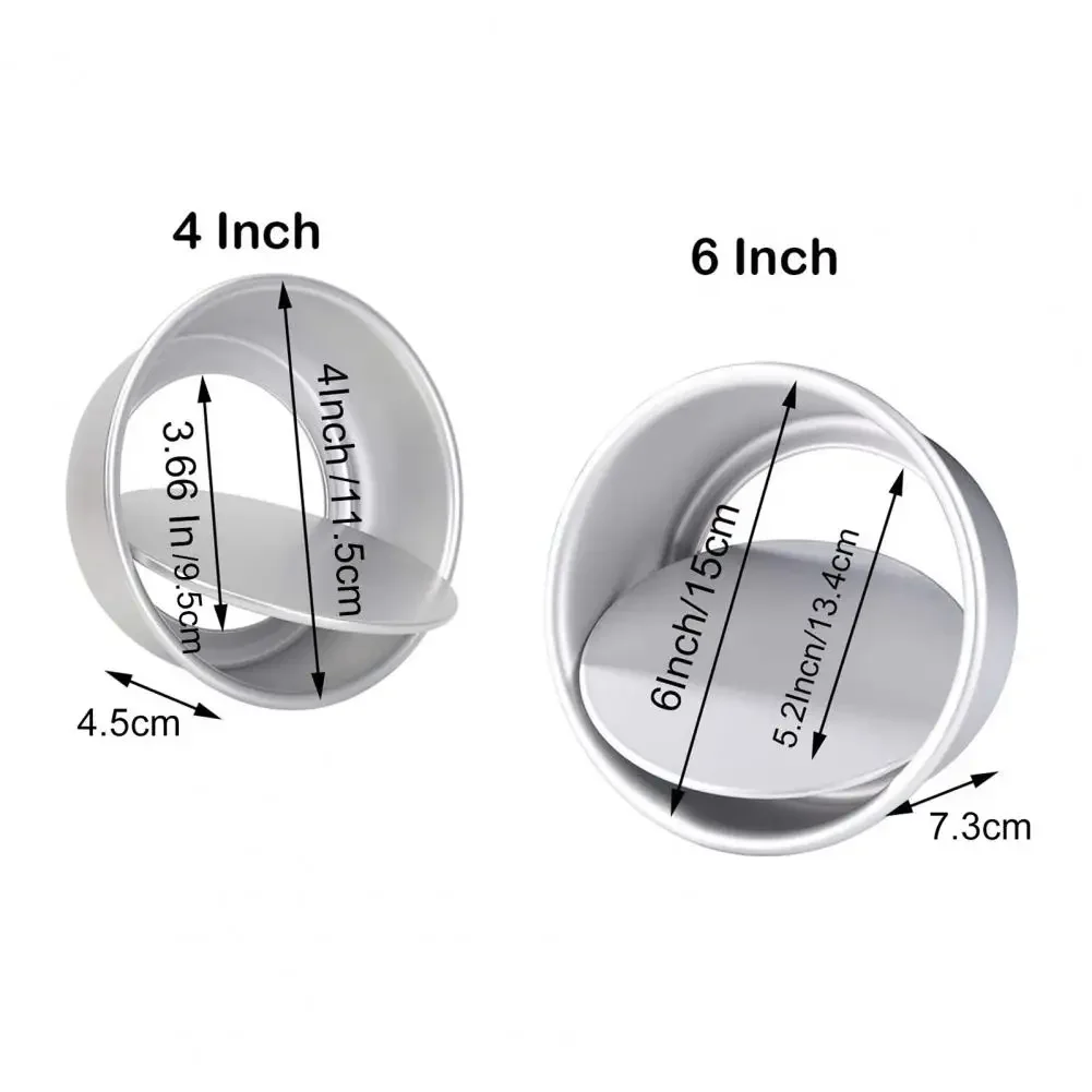 4Inch/6Inch Round Cake Pan Removable Bottom Nonstick Aluminum Alloy Dishwasher Safe Cake Baking Pan for Baking Cake Mold Tools