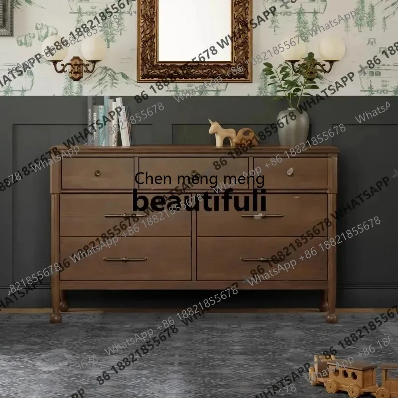 Solid wood seven-bucket locker, living room dining side storage, bedroom bedside cabinet