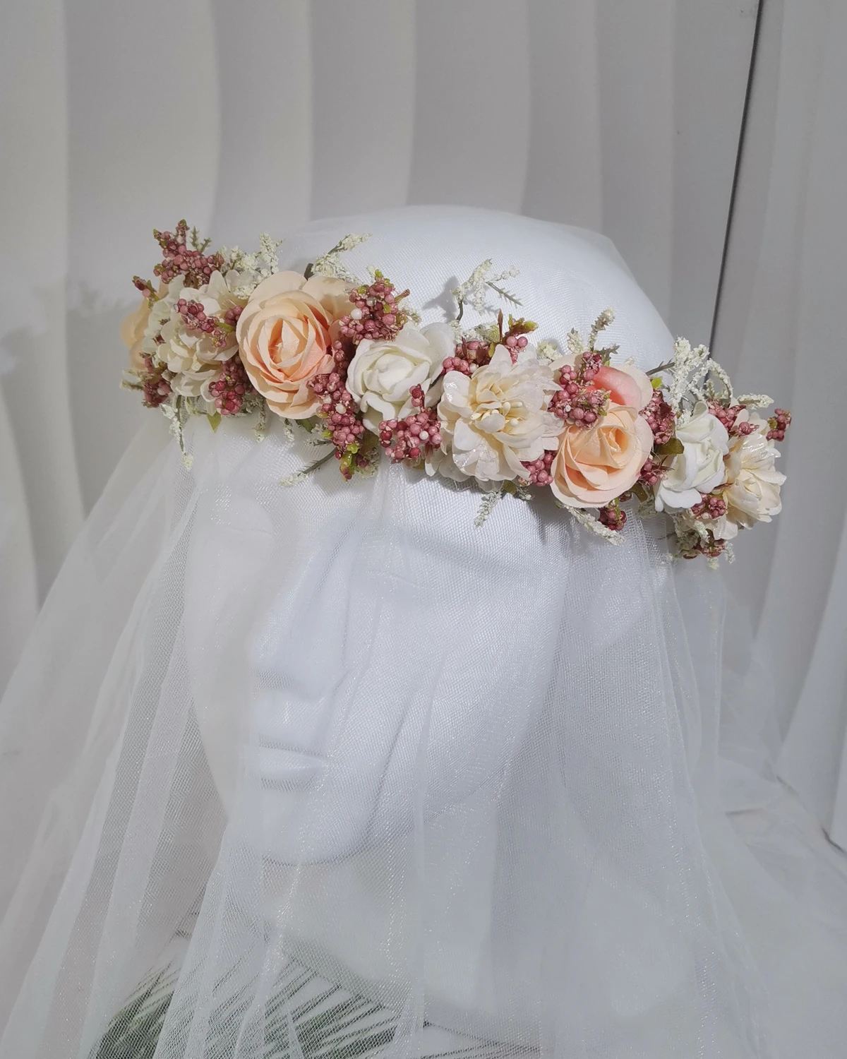 

Elegant Bridal Flowers Wreath Crown Headdress Floral Garland Wedding Headband Women Party Girls' Dress Hair Accessories Jewelry
