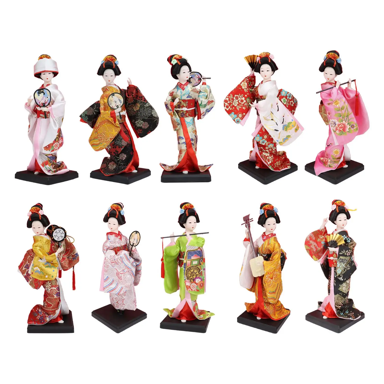 Sculpture artisanale de geisha japonaise, poupée en kimono pour la décoration de table à la maison