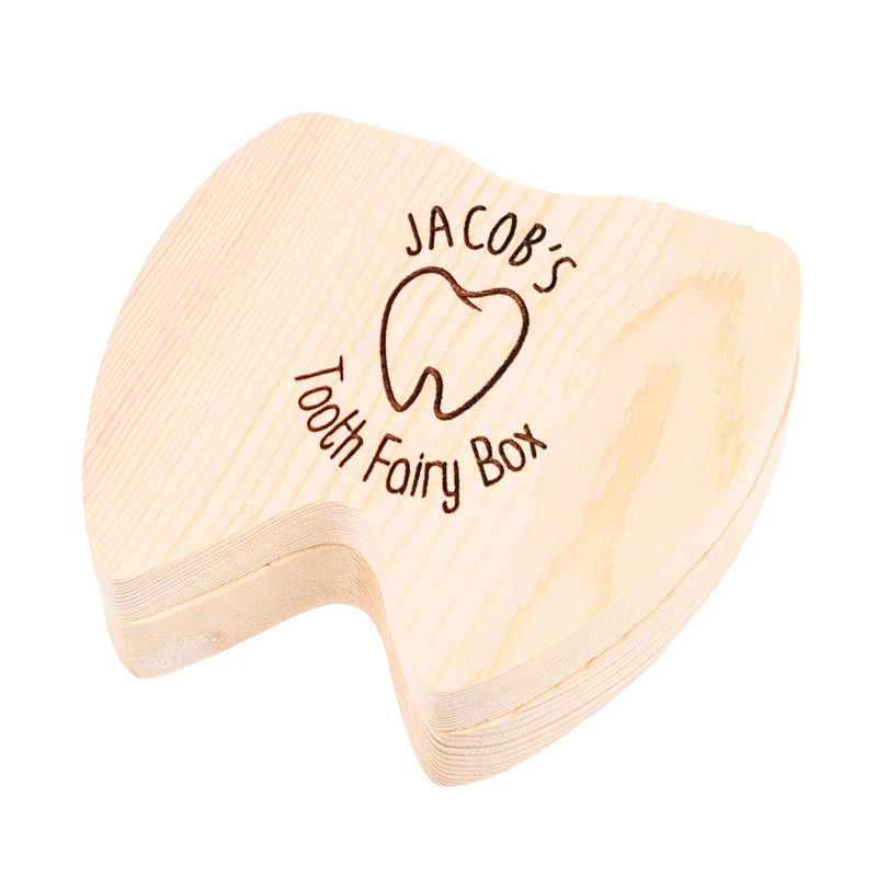 Personalized Tooth Fairy Storage Box Custom Child's Name Engraved In Wood Tooth Box Keepsake for Baby Teeth Unisex