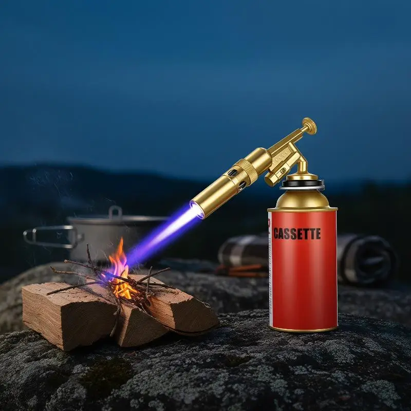 Gold Copper Gas Welding Torch Portable High Temperature for Camping BBQ Kitchen Cooking Brazing Maintenance
