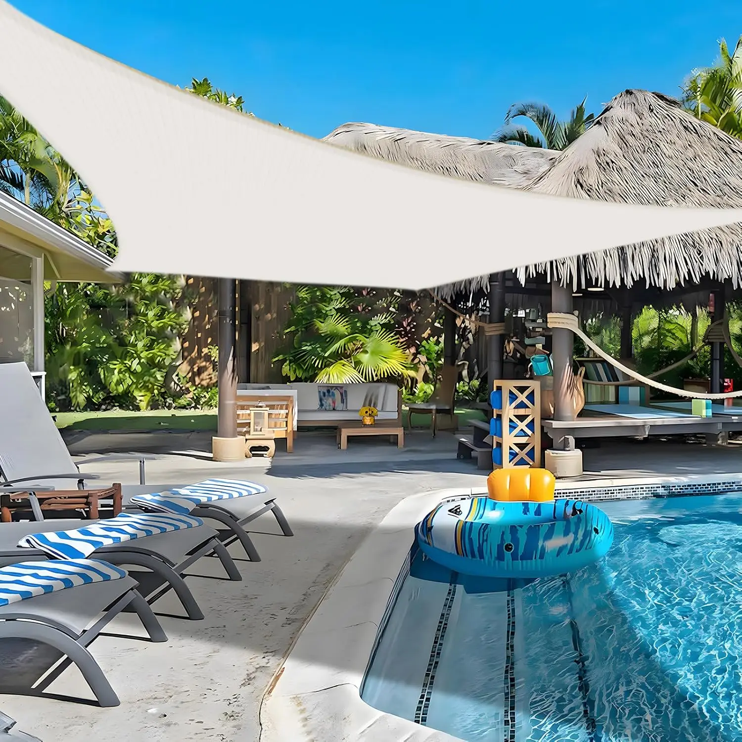 

10'x 20' Sun Shade Sail Butter Cream Rectangle UV Block Outdoor Shade Canopy Sunshade for Patio Lawn Garden Carport Bac