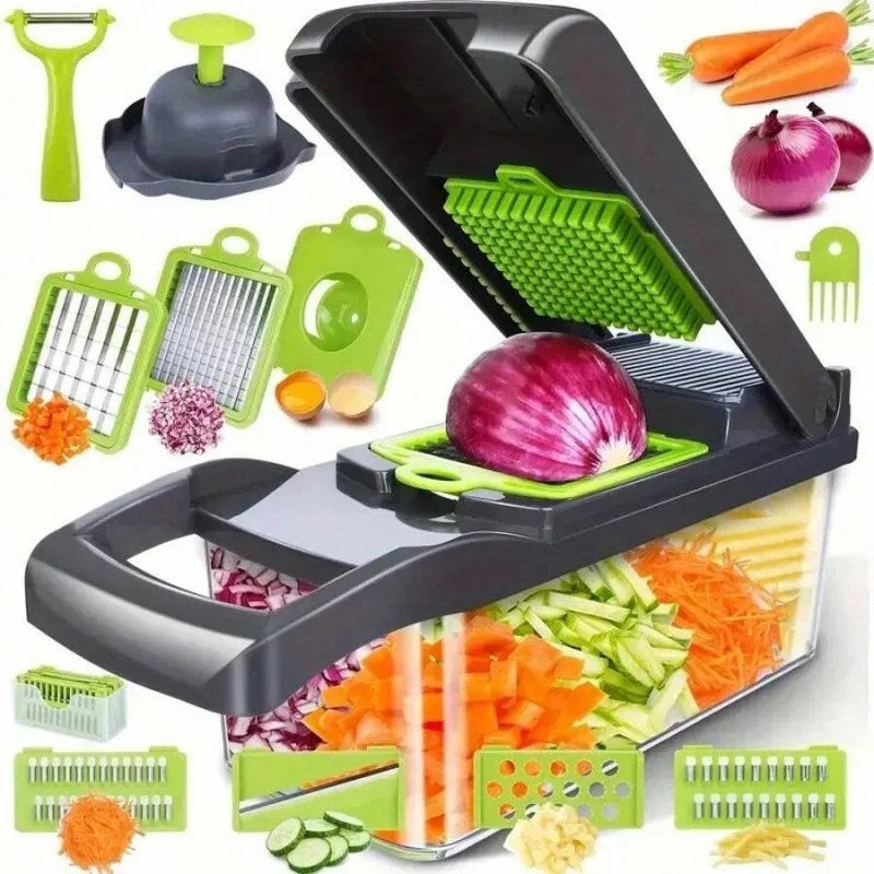 

16 In 1 Vegetable Chopper, Vegetable Chopper With 8 ，BladesMultifunctional Food Chopper, Kitchen Vegetable Slicer Dicer
