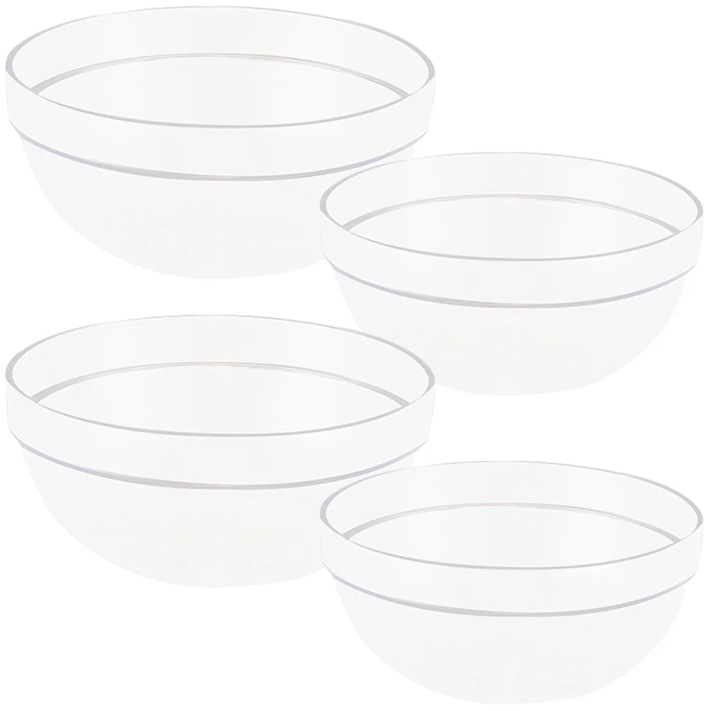 

4 Pcs 17CM Plastic Salad Bowls Reusable Food Mixing Multi-Function Noodle Bowl Daily Transparent Kitchen Household