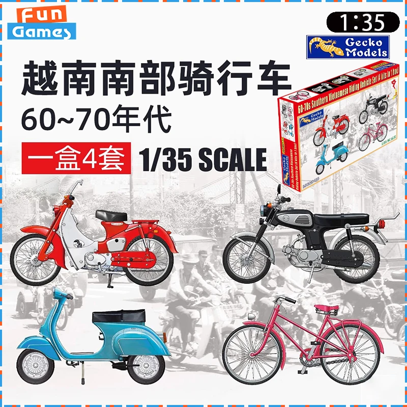 

New GECKO MODELS 1/35 Bicycle Motorcycle Model South Vietnam Civilian Riding Tools Model 35GM0133 Uncolored Collect Custom Gift