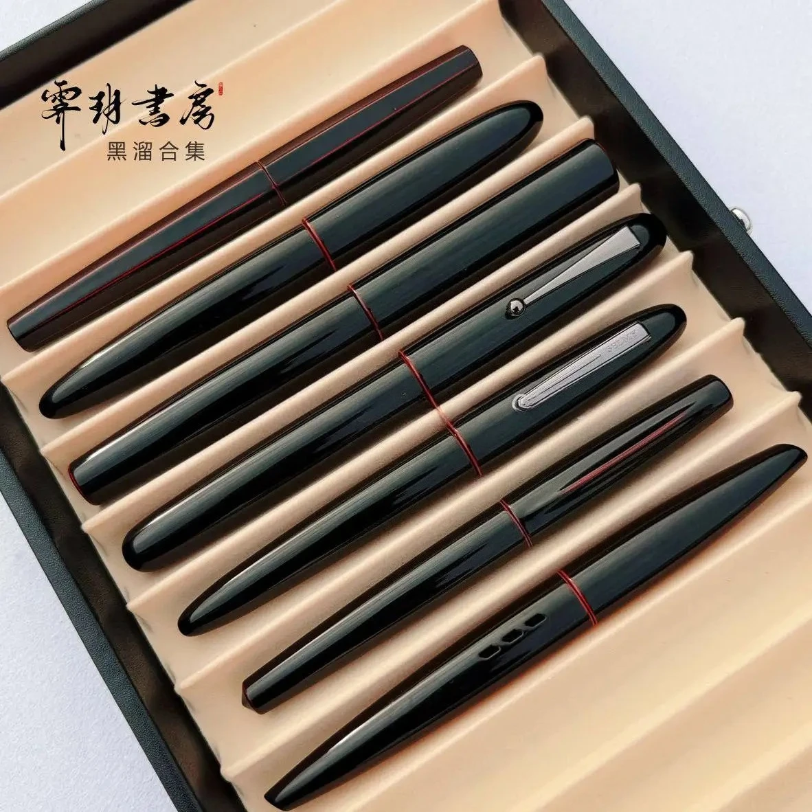 

SELMY Hand Made BlackLacquered Cumberland Ebonite Hard Rubber BOCK F Nib Fountain Pen Business Student Stationery Writing Gift