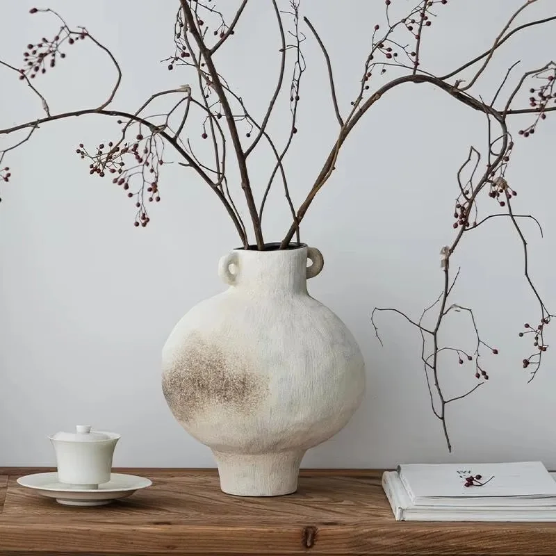 Modern eco-friendly ceramic luxury bedroom tabletop vase opaque glaze handmade