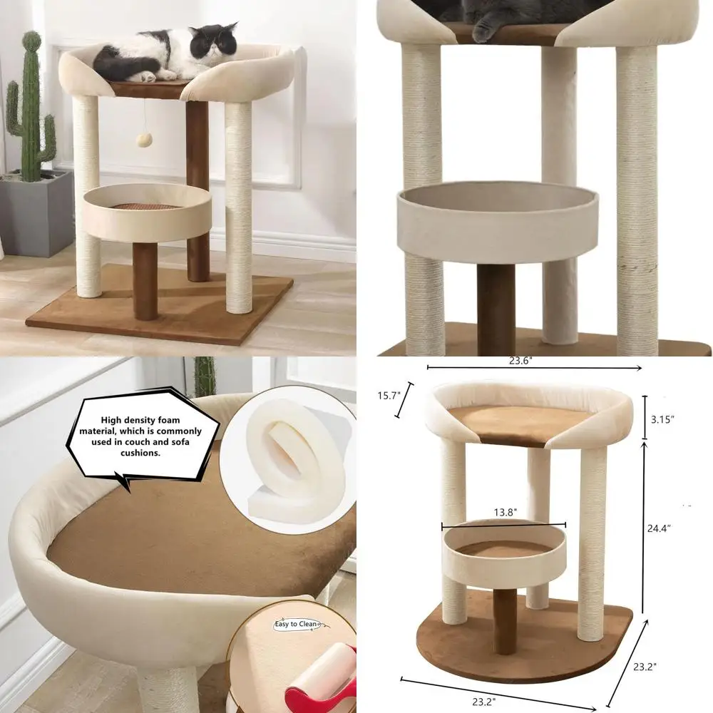 

Большая башня для кошачьего дерева с просторной платформой и кроватью для больших кошек и несколькими кошачьими компаньонами