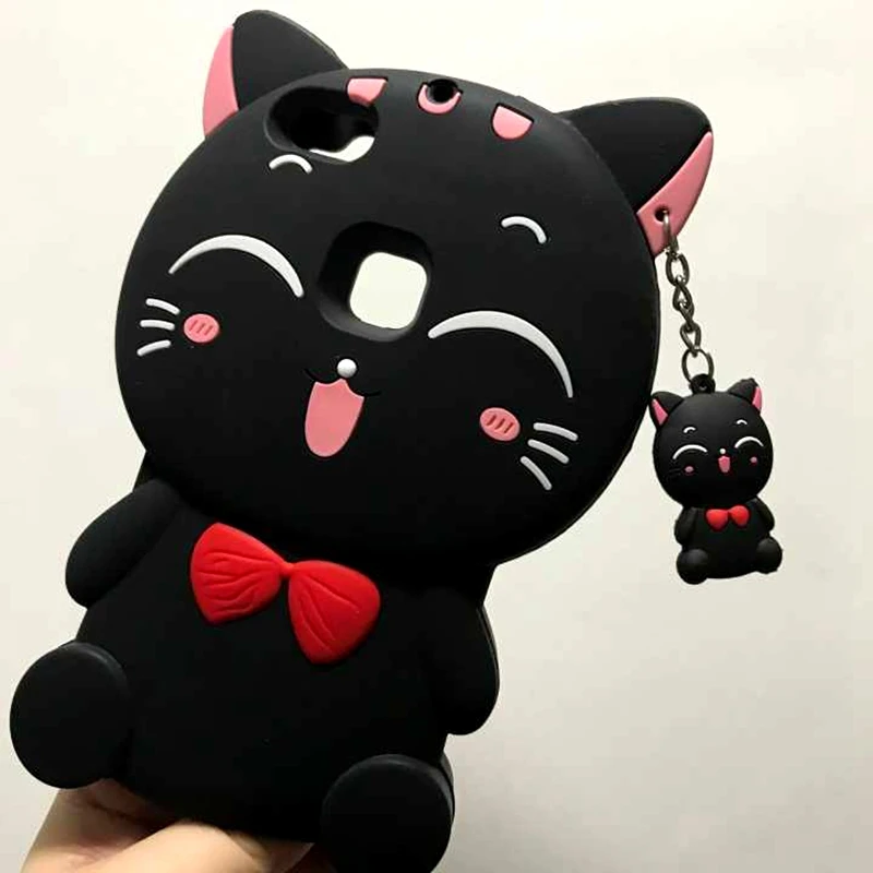 3D Silicone Case For Huawei Honor 8X 7C Pro Prime Y7 2018 Nova3 Nova3i Case Cute Cartoon Lucky Cat Soft Phone Back Cover