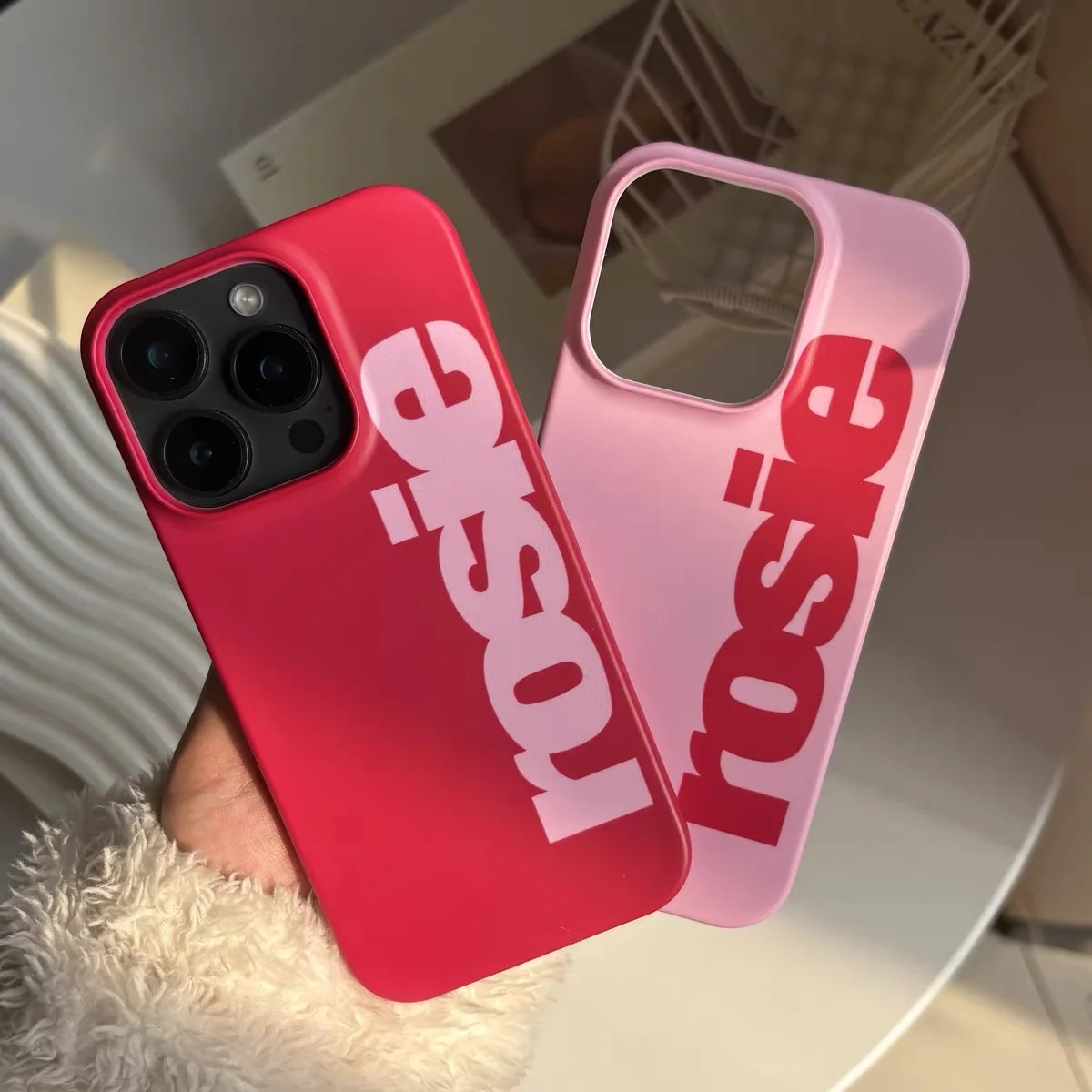 Ins Korean Sweet Pink Letters Case for IPHONE 16 ProMax 15 14 13 12 11 PRO 16 Plus Acrylic TPU Two in One Magnetic Phone Cases