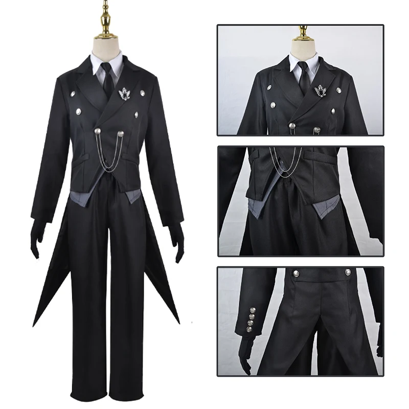 

Black Butler Cosplay Japanese Anime Unisex Uniforms 8 Piece with Tattoo Sticker Kuroshitsuji Sebastian Michaelis Cosplay Costume