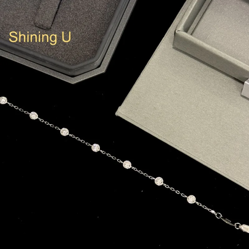 

Shining U S925 Silver 8 Daimond Gems Bracelet for Women Fine Jewelry Cleanfit
