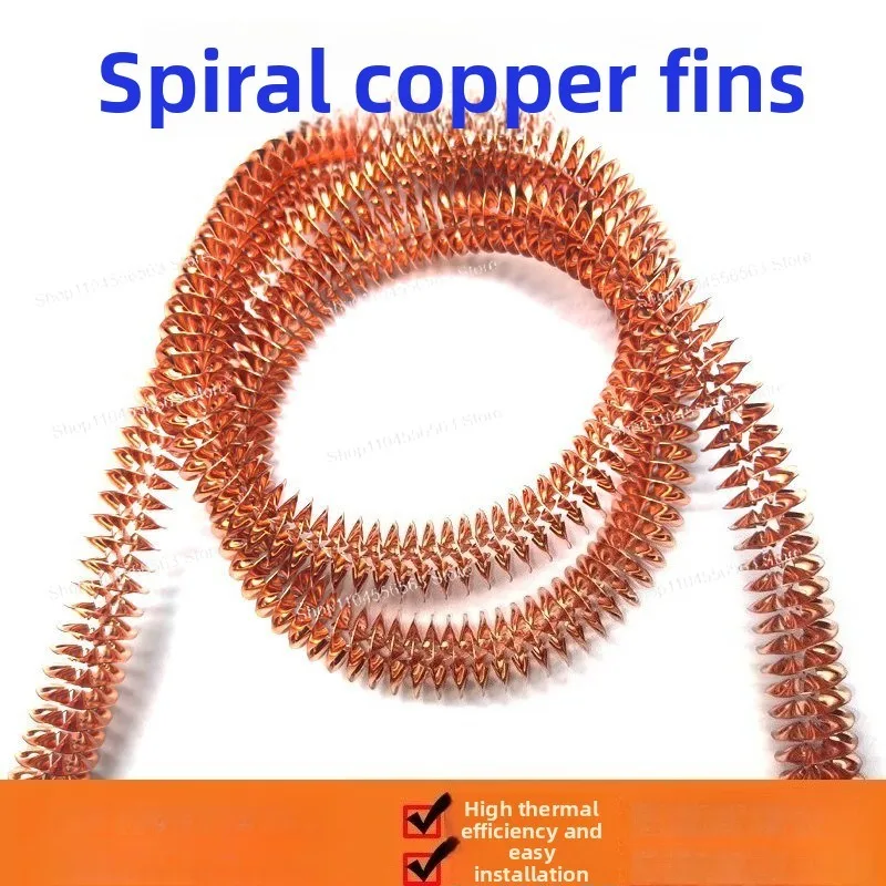 T2 Copper Heat Sink Radiator Warp Copper Fin Tube Spiral Radiator Electric Heating Tube Custom Heat Exchanger