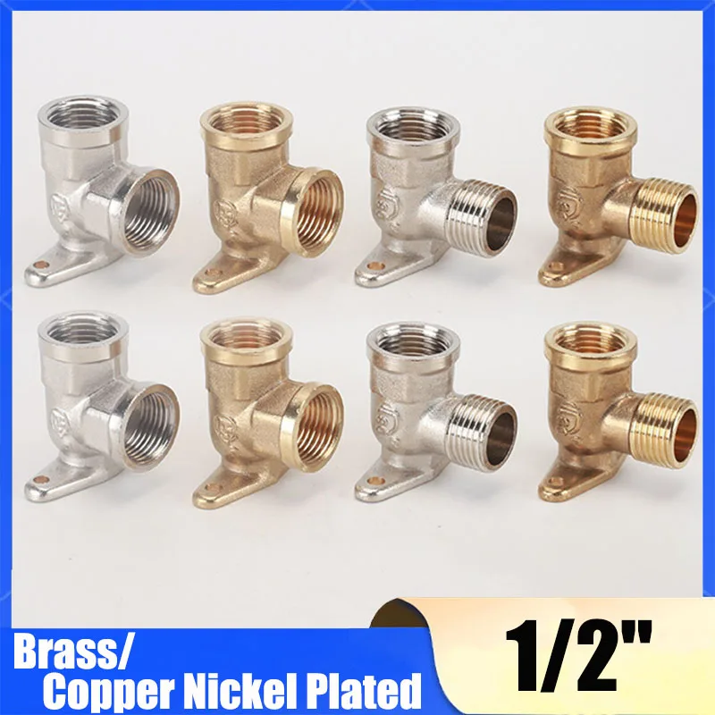 

Brass 1/2" Female/Female x 1/2" Male/Female BSP Thread 90 Degree Elbow Can Fixed Water Pipe Connector Plumbing With Base Plate