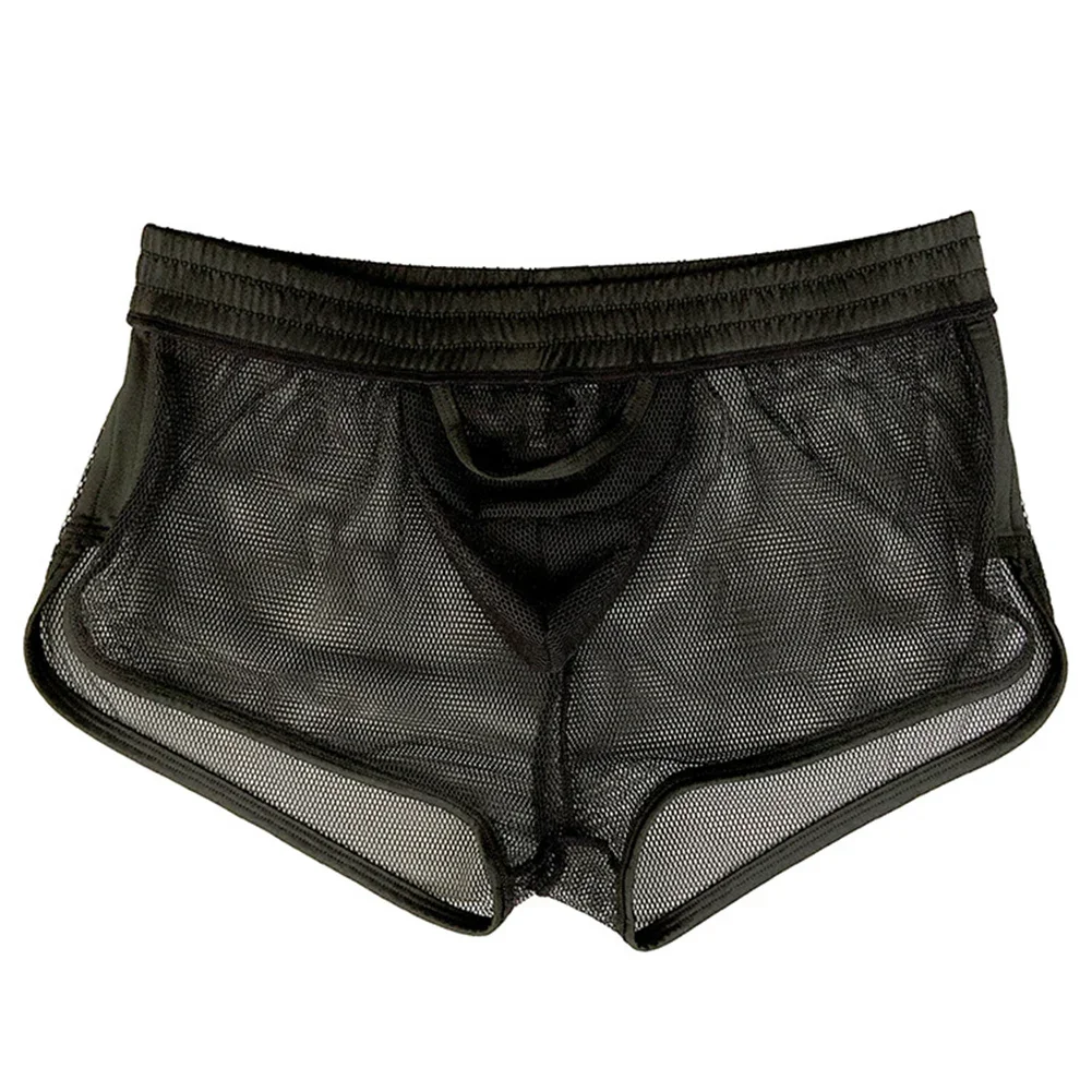 

Мужские сетчатые прозрачные плавки-боксеры с низкой талией, повседневные шорты, подходящие для пляжной одежды и домашней одежды для сна