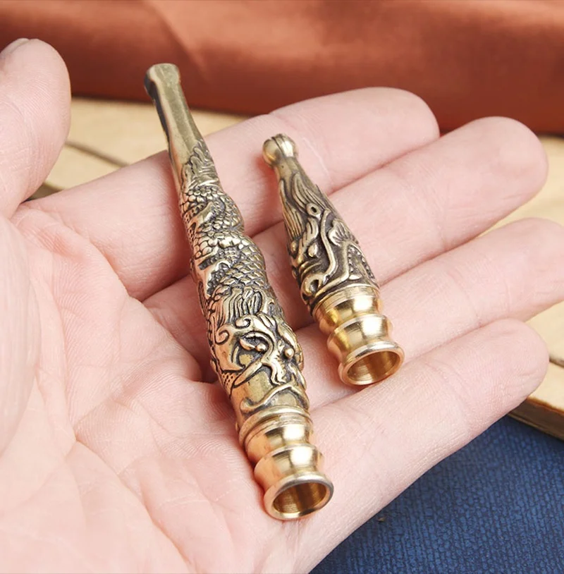 Retro Brass Dragon Head Cigarette Holder Filter Is Recyclable and Can Clean Pipes for Smoking Accessories Gadgets for Men