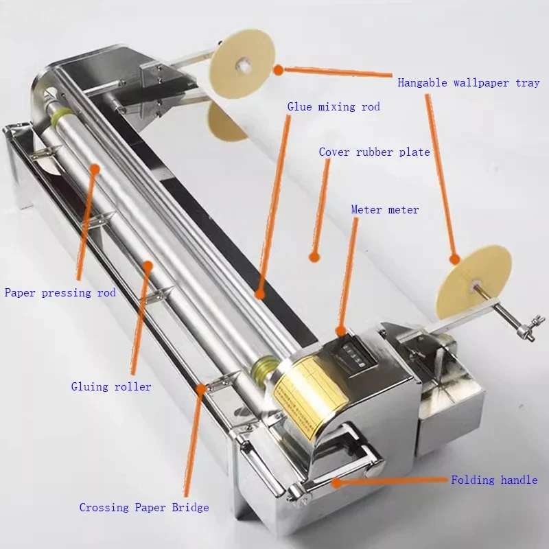 53-70 cm hand operated glue applicator Stainless steel brushing machine Home wallpaper gluing machine