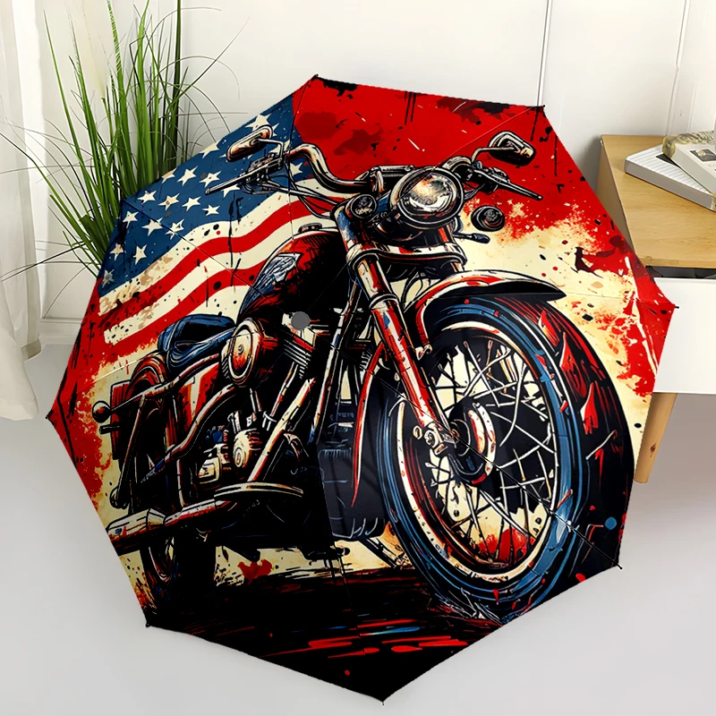Car Theme Folding Umbrella - Fashionable Auto-Open Design 8 Iron Ribs Plastic Handle Foldable Sunshade Perfect Gifts