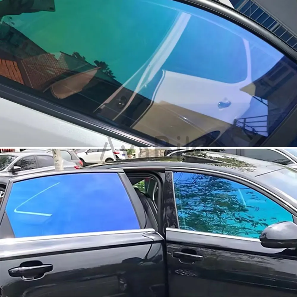 

50cmX152cm VLT18% purple light Ghost Chameleon Tint Glass Film 99%UVR Auto side Window Solar Anti UV Heat Insulation Sticker