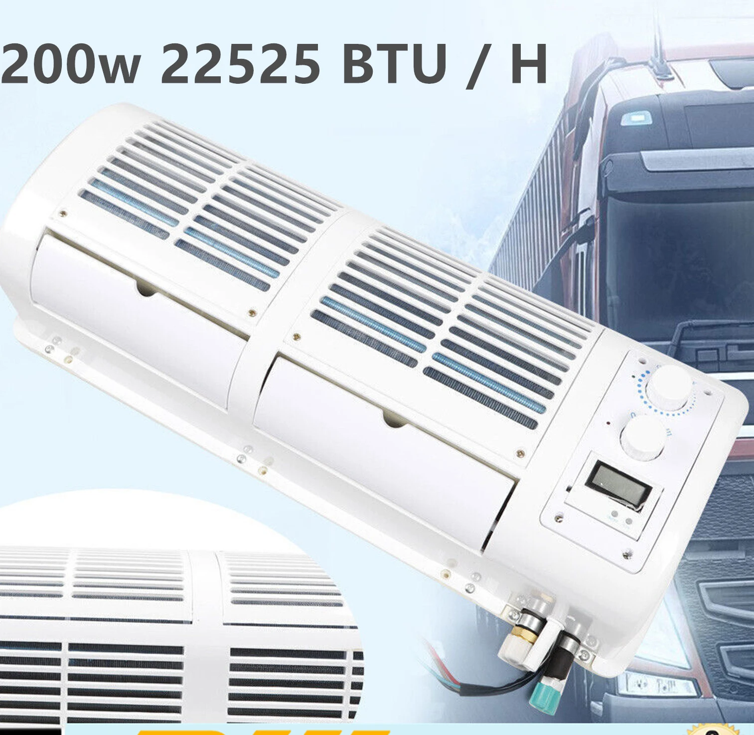 12V Car Hanging Air Conditioner Fan Manual 3-speed Adjustment Wall-Mounted Small Air Condition Fan 200W for Truck Caravan