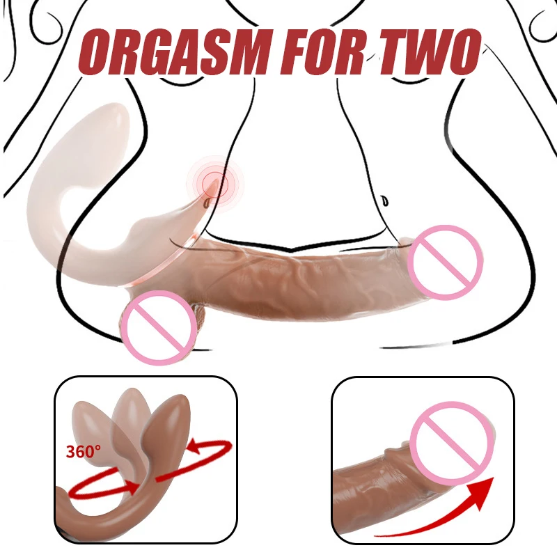 Strapless Strap-on Dildo Vibrators G Spot for Women Double-heads Vibrating Penis Anal Prostate Massager Lesbian Erotic Sex Toys