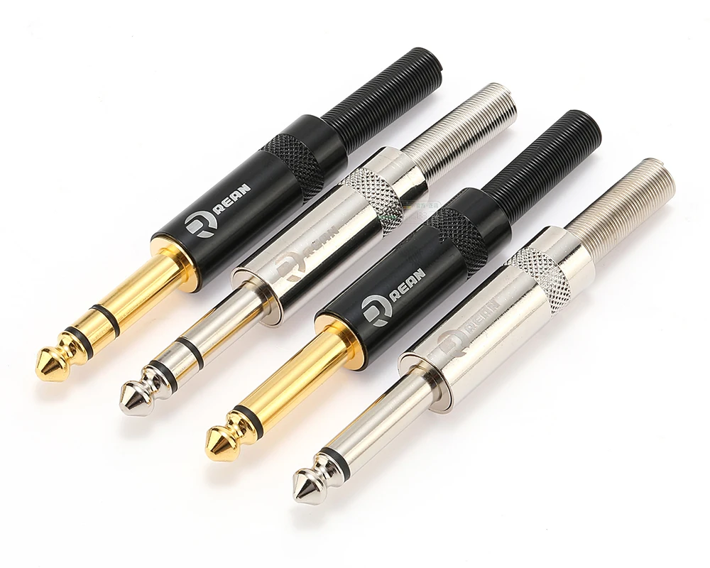 REAN 6,35mm TRS Stereo 3-Polig Vergoldeter 1/4'' TS Mono 2-Polig Stecker 6,5 Gerader Stecker für Instrumente, Gitarre, Bass, Mikrofon – Detail 8