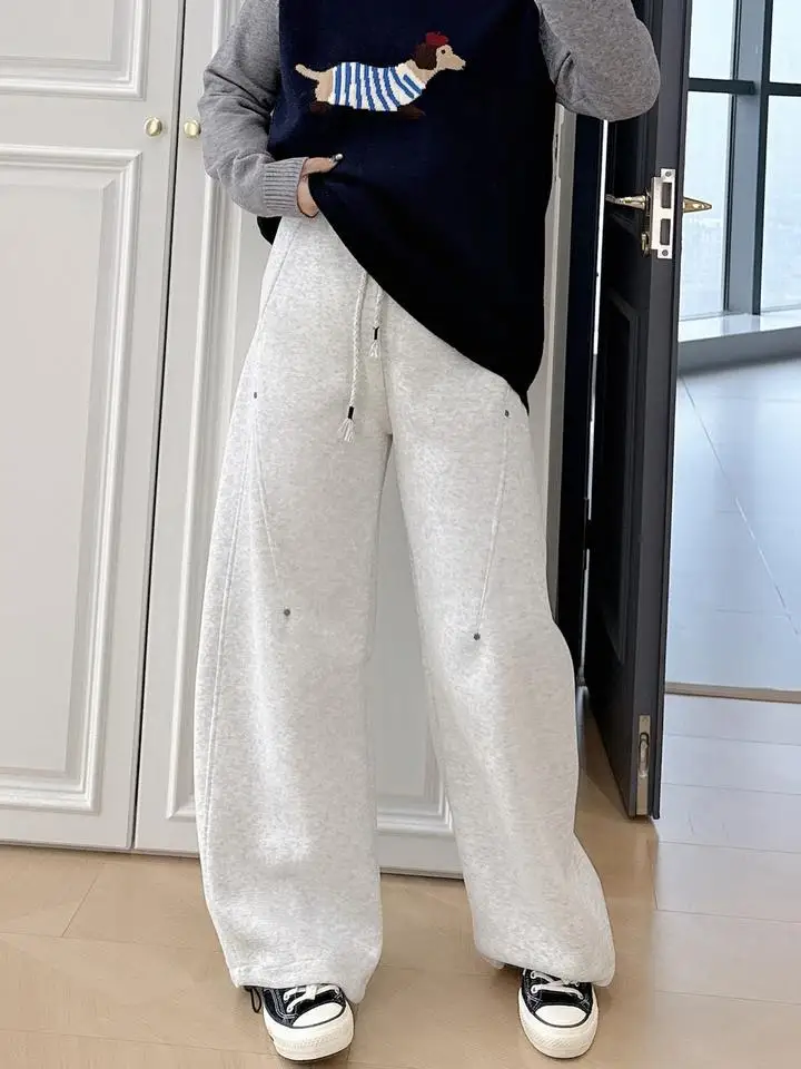 

Американские свободные брюки-карго с завязками, больших размеров, женские повседневные широкие прямые длинные брюки, удобные