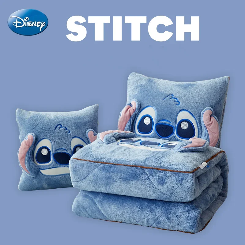 

2 шт. подушки Disney Stitch, одеяло, двустороннее арктическое бархатное одеяло, принадлежности для сна, удобные авиационные периферийные устройства, подарки