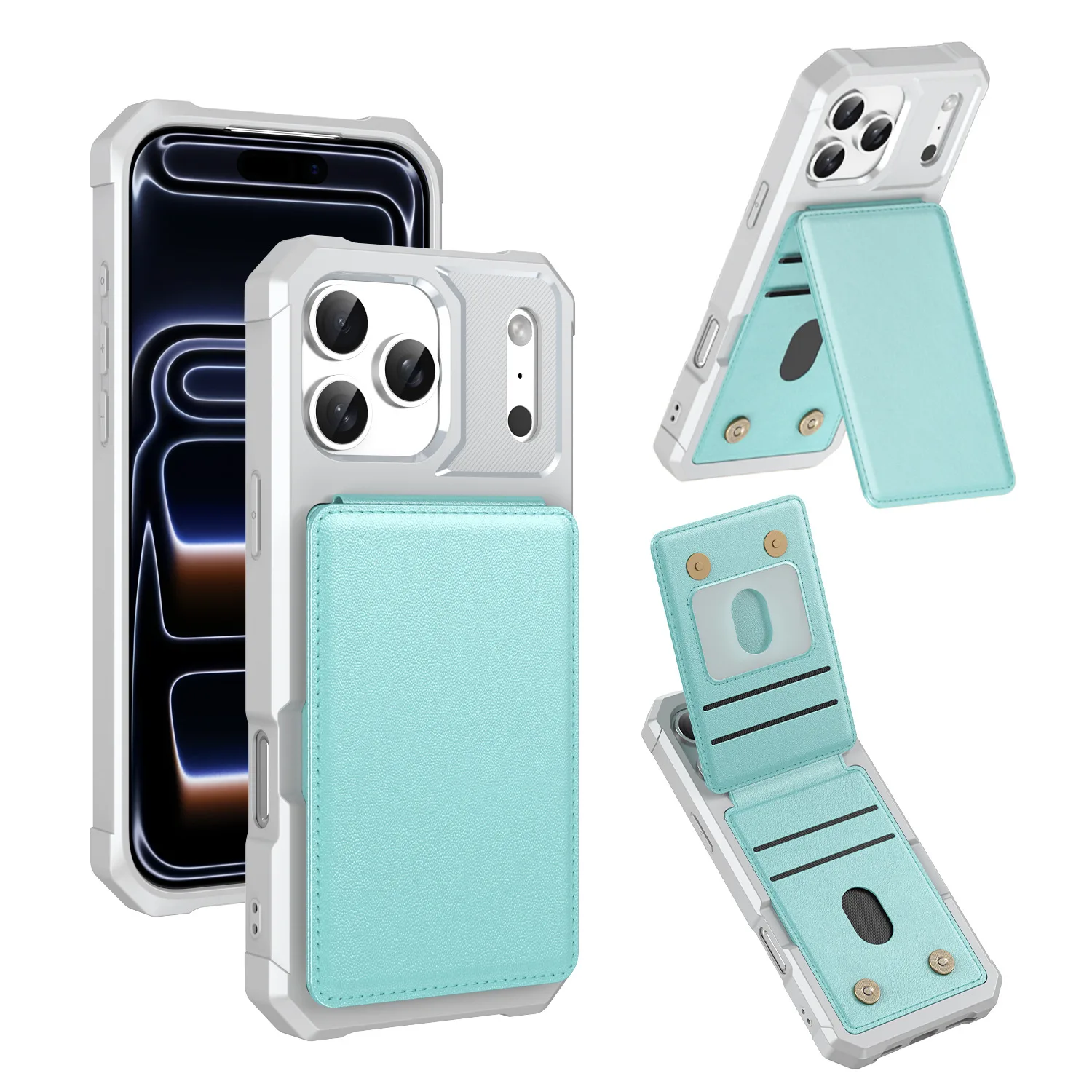 Wallet Case for iPhone 15 16 17 18 Pro Max 16 Plus with Card Slots Flip Magnetic Closure Kickstand TPU Bumper Protective Cover