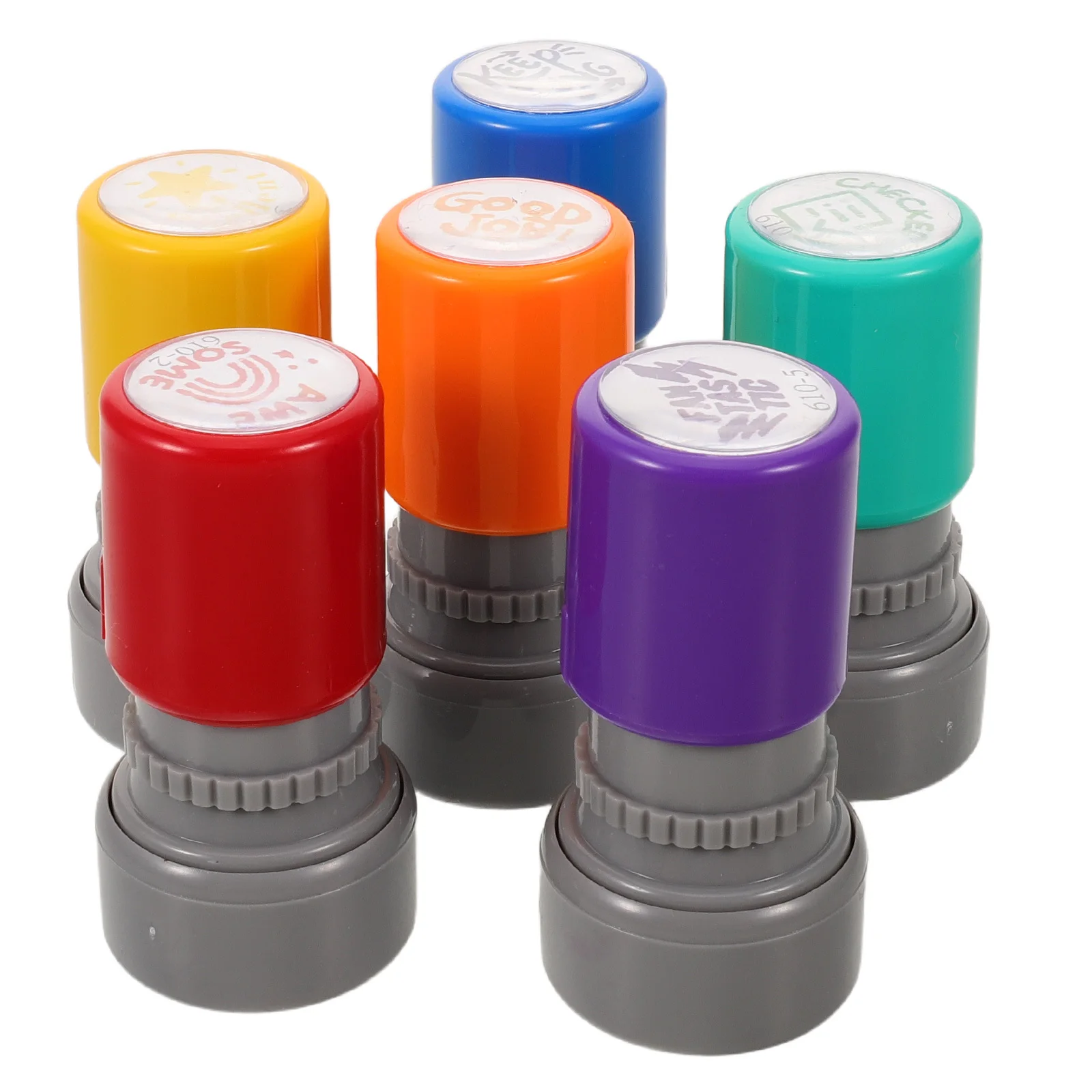 

6Pcs Education Stamps Colorful Pre-Inked Teacher Reward Stamps for Classroom Homework Grading Motivational Feedback