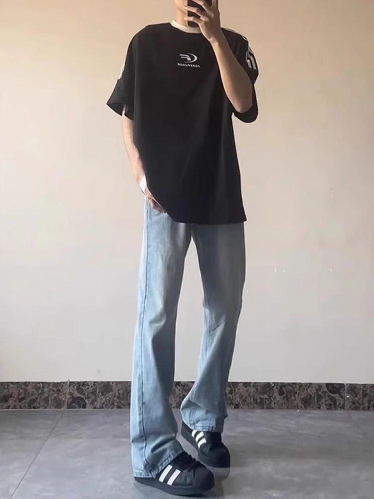 

Light Blue Waed Straight Leg Jeans Men's Cleanfit American High Street OOTD Slimming Trousers Youth Faion Spring Wear