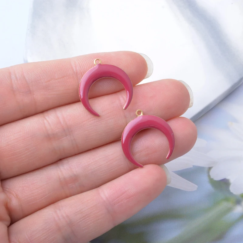 20 Stück Emaille-Mondanhänger aus Kupfer mit Öltropfen-Effekt, DIY-Schmuckzubehör für Ohrringe und Halsketten – Detail 12