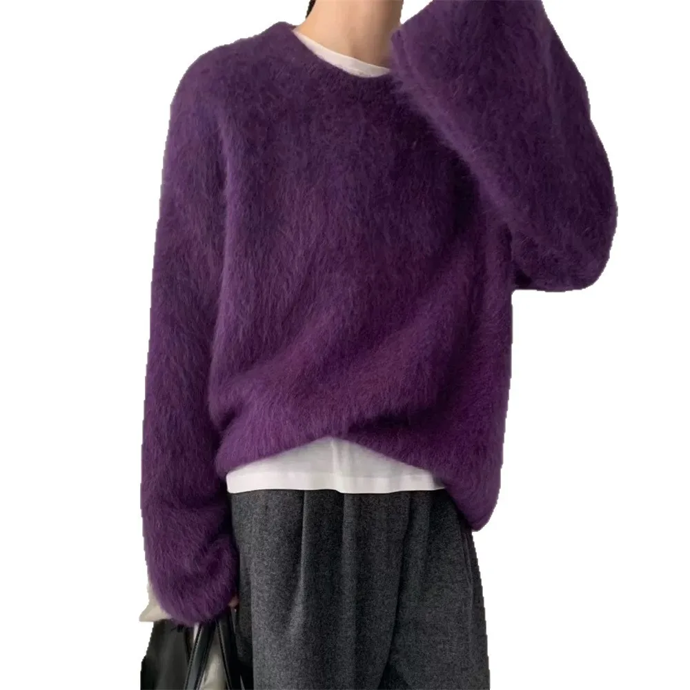 سترة نسائية بغطاء للرأس ناعمة ورقيقة من المينك من FL للنساء، نمط جديد للخريف/الشتاء، ملابس علوية فضفاضة متماسكة ذات ملمس ممتاز Y2k