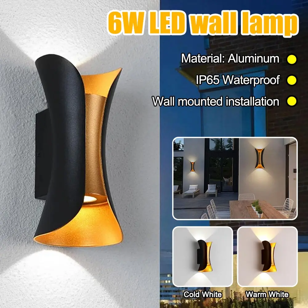 

6W LED Wall Lamp IP65 Waterproof Indoor Outdoor Wall Lights Lighting AC85-265V for Garden Stair Night Light Porch Wall Lamp