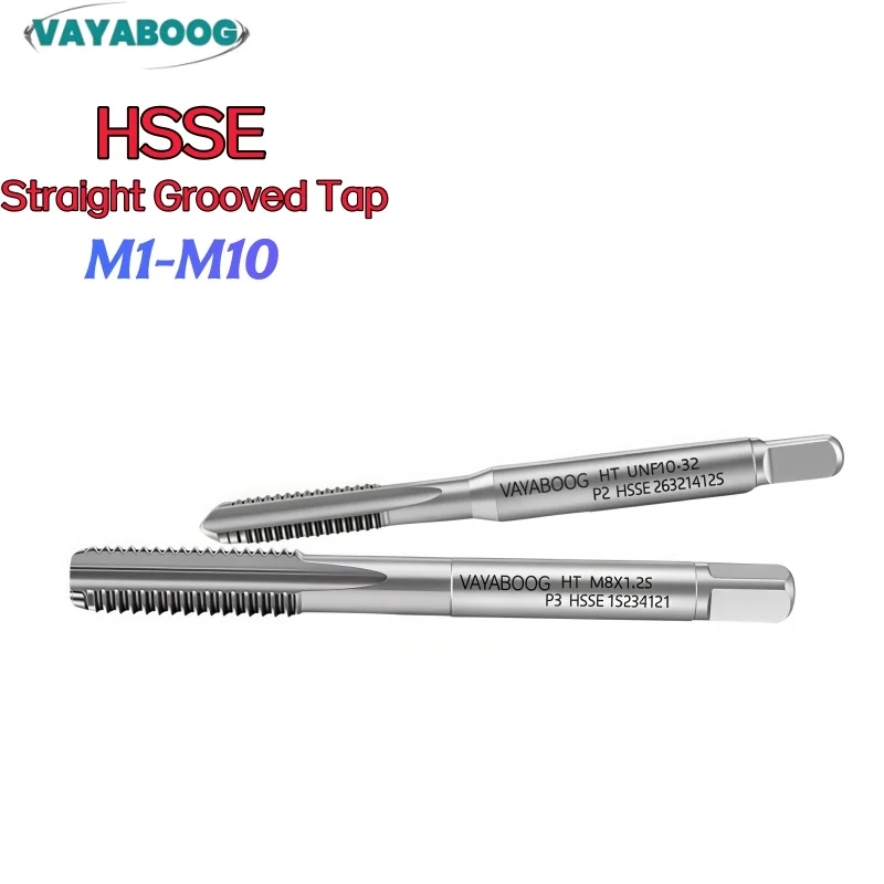 1PCS HSSE Right Hand Straight Grooved Tap M1M1.2M1.4M1.6M1.7M1.8M2M2.3M2.6M3M3.5M4M5M6M7M8M9M10 For Aluminum
