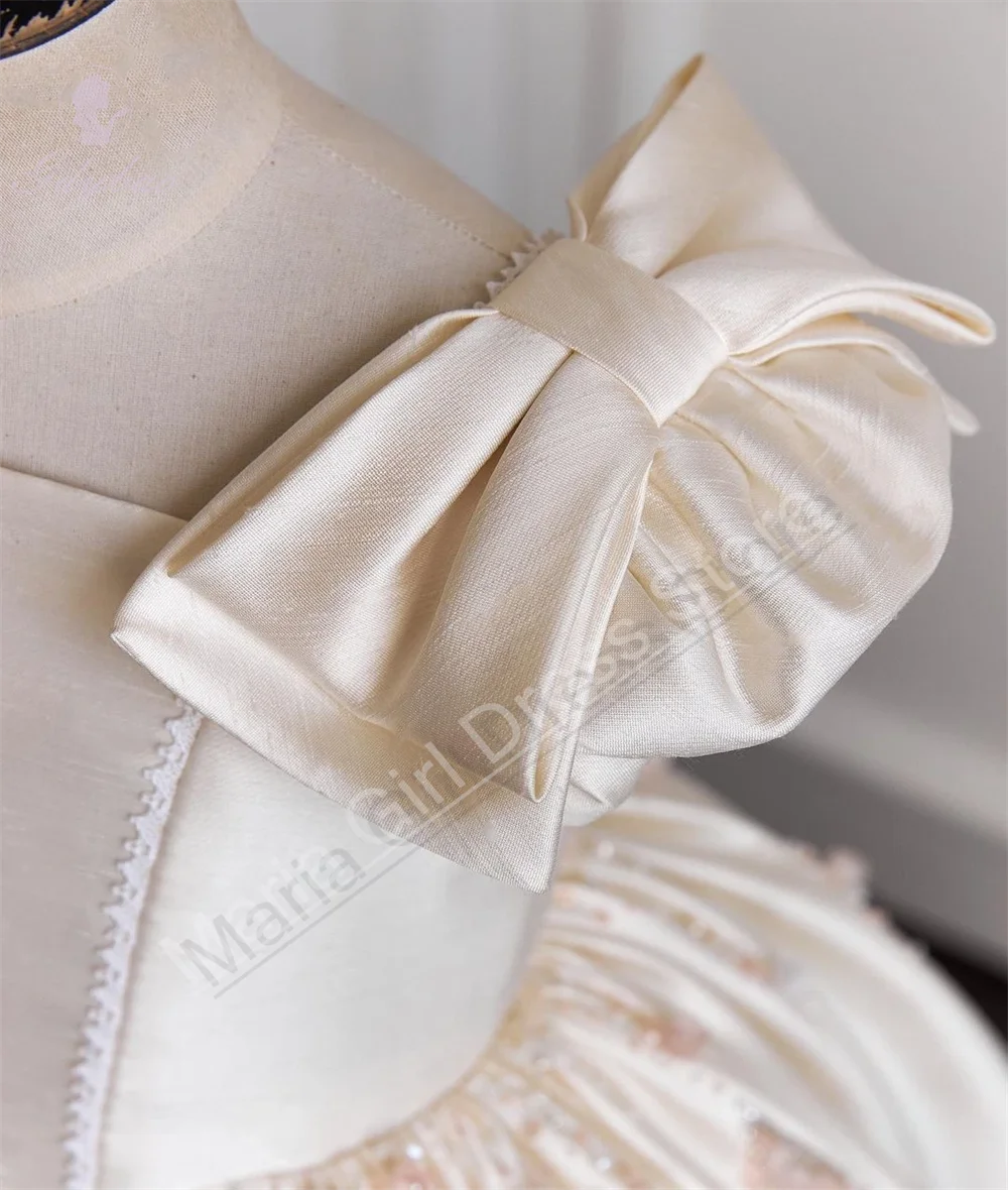 Robe à fleurs personnalisée pour filles, manches Cape, robe de Communion, broderie florale avec jupe détachable, robe formelle de fête