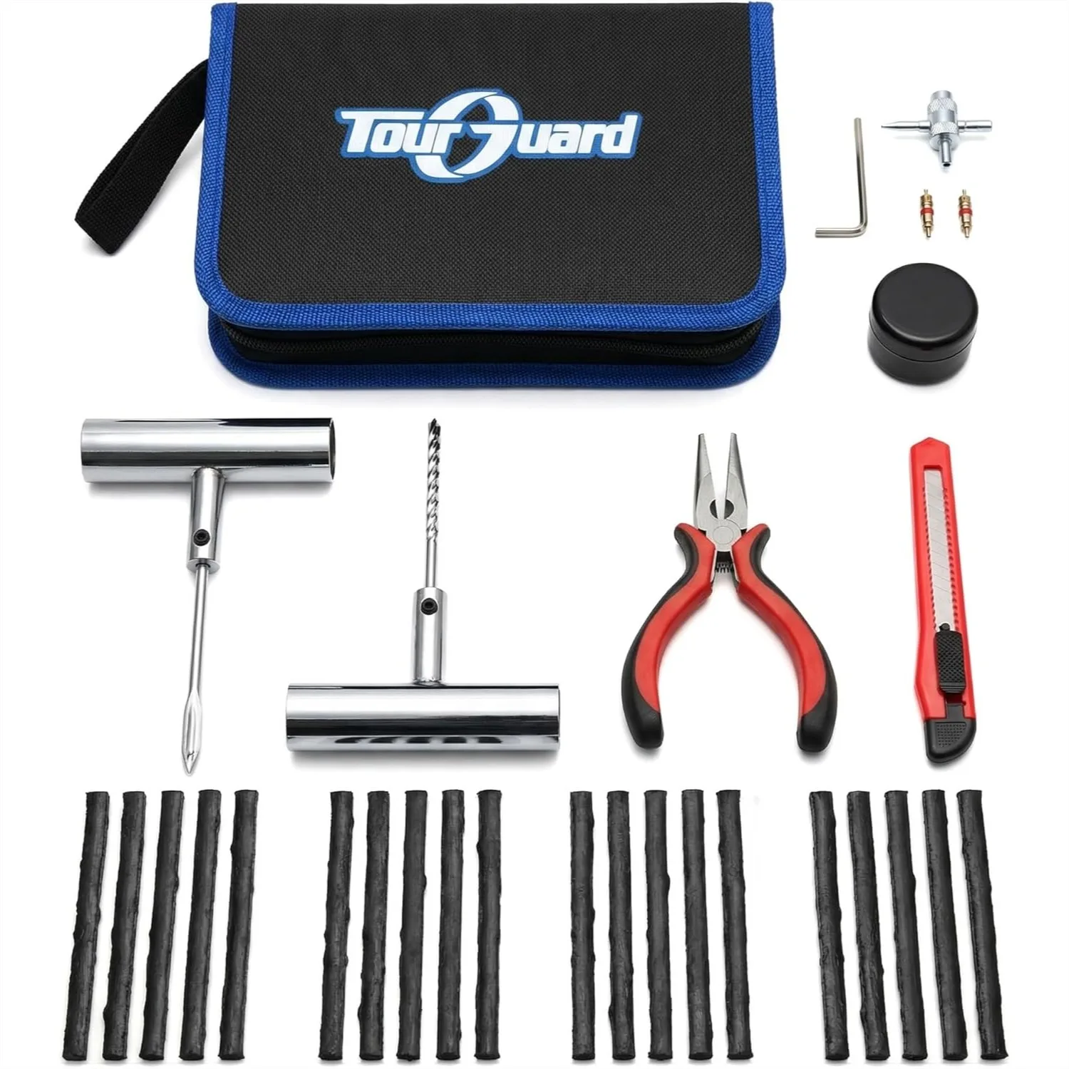 

31 Pcs Flat Tire Repair Kit with Plugs for Car, Motorcycle, ATV, Jeep, Truck, Tractor