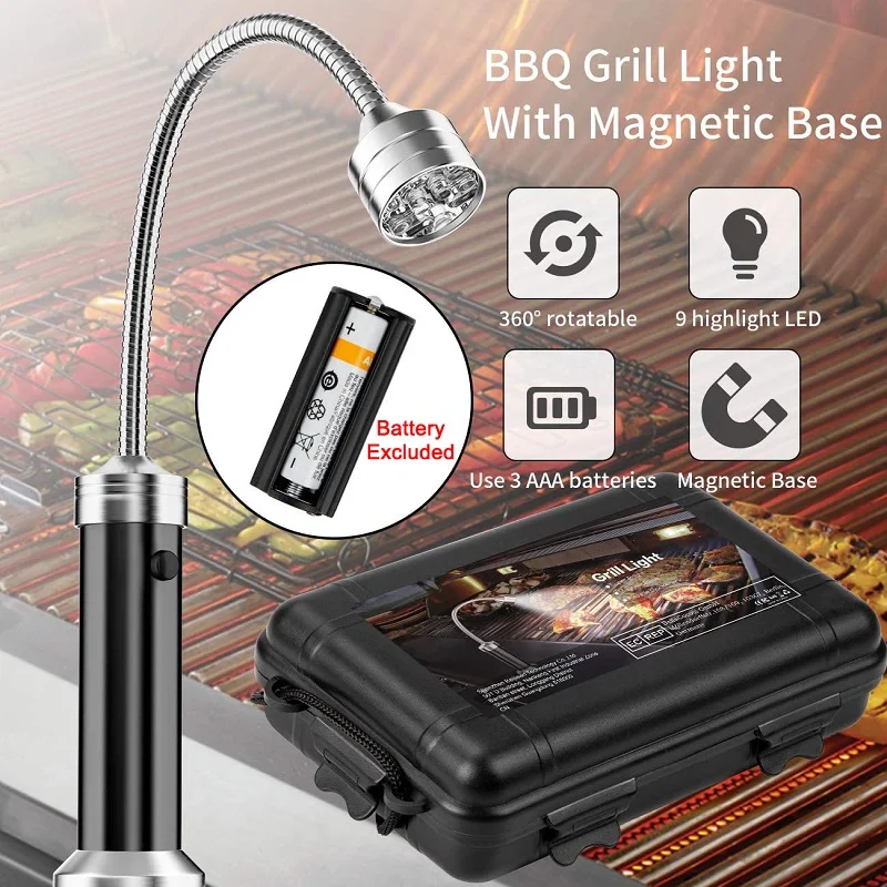 Magnetic BBQ Light Barbecue Charcoal Grilling Accessories Heat Resistant Weber Grill Barbeque Led Lighting Lamp Outdoor Tools